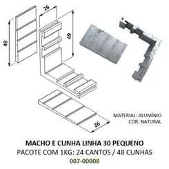Cantoneira e Cunha para Linha 30 Pequeno