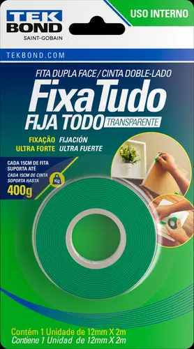 Fita Acrílica Dupla Face Interno 12mmx2m - Tekbond